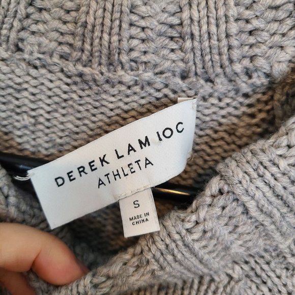Derek Lam 10C X Athleta Womens S Gray Wool Cashmere Chunky Bell Sleeve Sweater - Picture 7 of 9